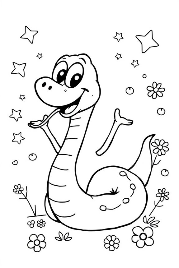 Playful Cartoon Snake Coloring Sheet