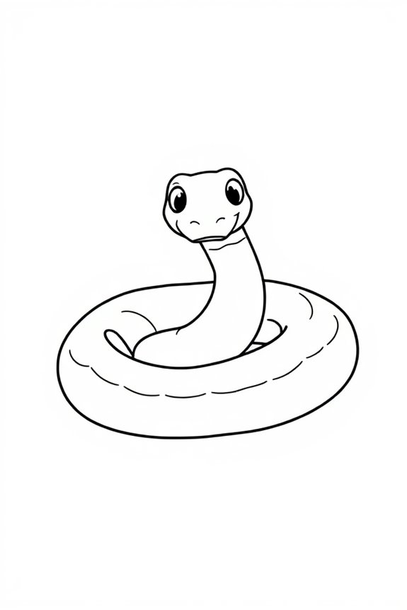Simple Line Art Snake Coloring Sheet