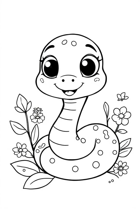 Cute Baby Snake Coloring Sheet