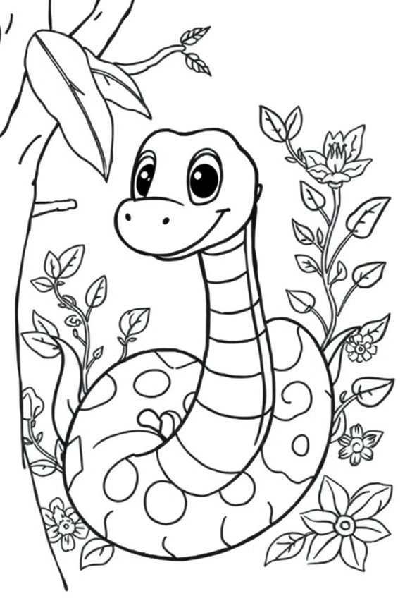 Friendly Jungle Snake Coloring Sheet