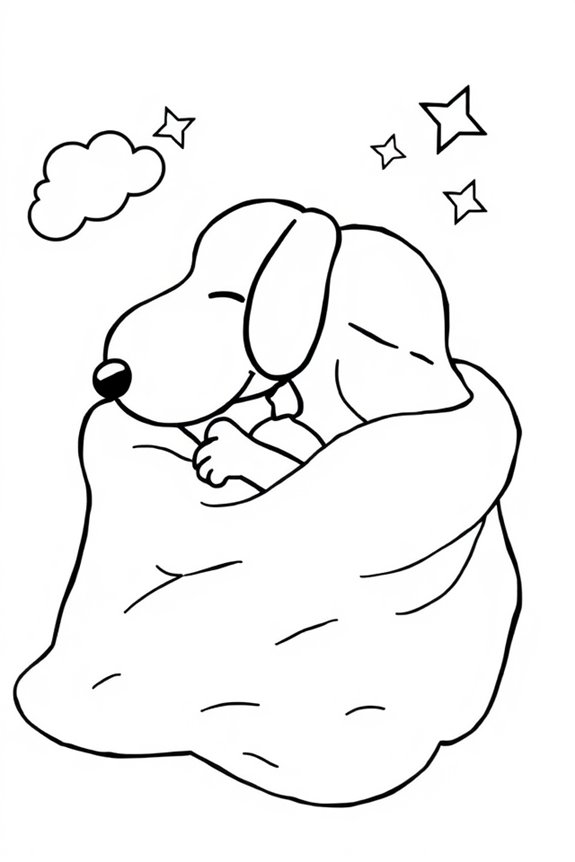 Snoopy in a Cozy Blanket Coloring Sheet