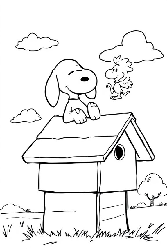 Snoopy and Woodstock Adventure Coloring Sheet