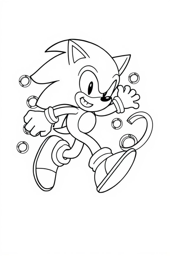 Sonic with Rings Coloring Sheet