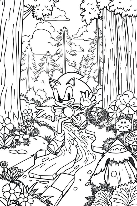 Sonic Nature Scene Coloring Sheet