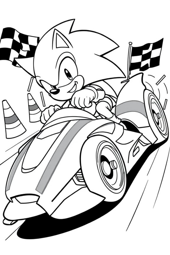 Sonic Car Racing Coloring Sheet