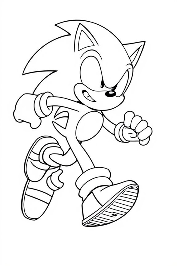 Sonic Action Pose Coloring Sheet