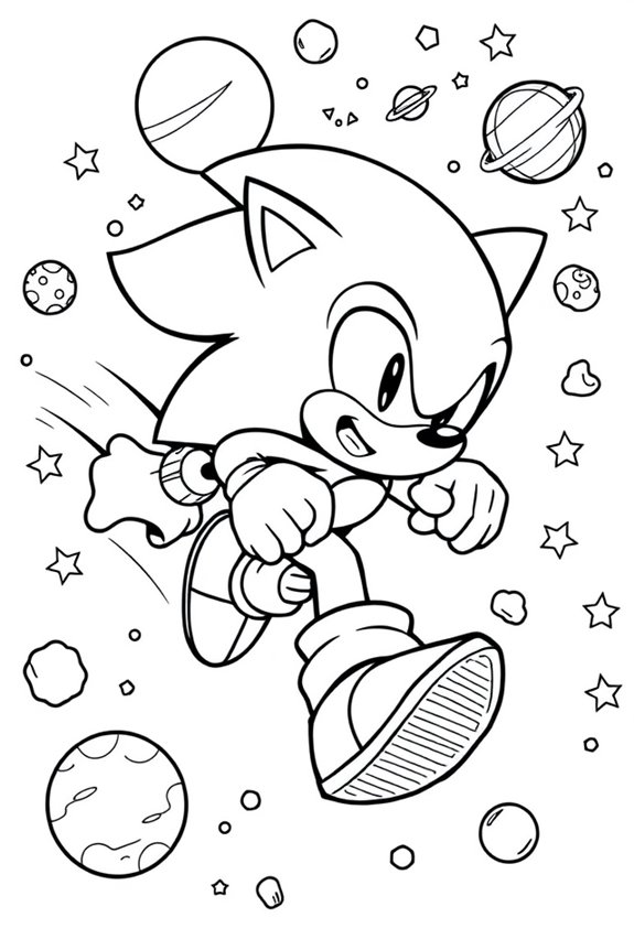 Sonic in Space Coloring Sheet
