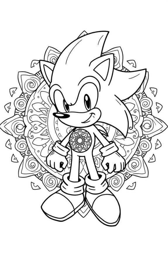 Sonic in a Mandala Style Coloring Sheet