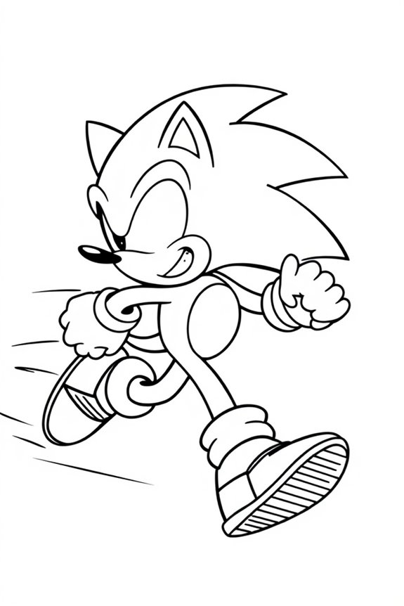 Simple Sonic Running Coloring Sheet