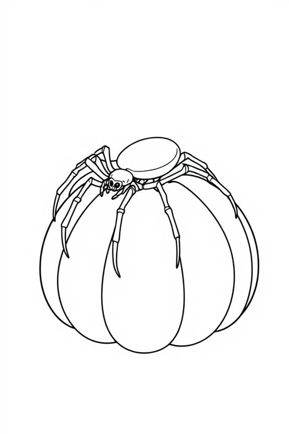 Outlined Spider on a Pumpkin Coloring Sheet