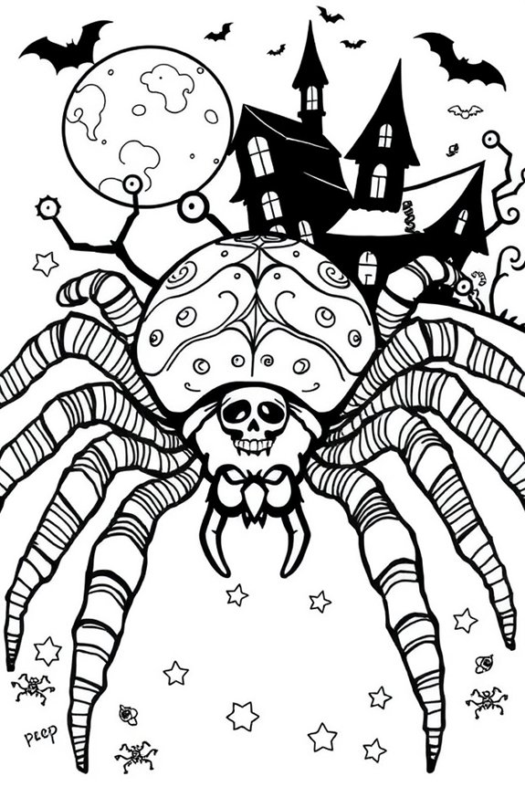 Spooky Halloween Spider Coloring Sheet