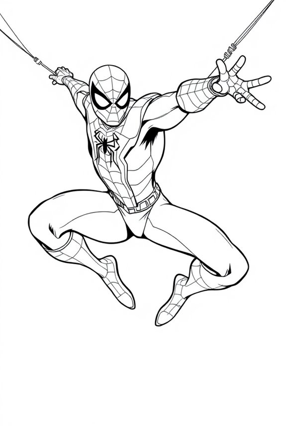Spiderman Web Swinging Coloring Sheet