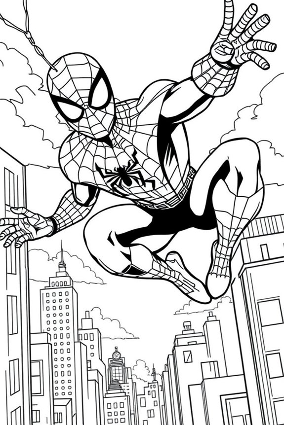Spiderman Line Art Coloring Sheet