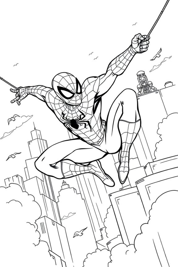 Spiderman Cartoon Adventure Coloring Sheet