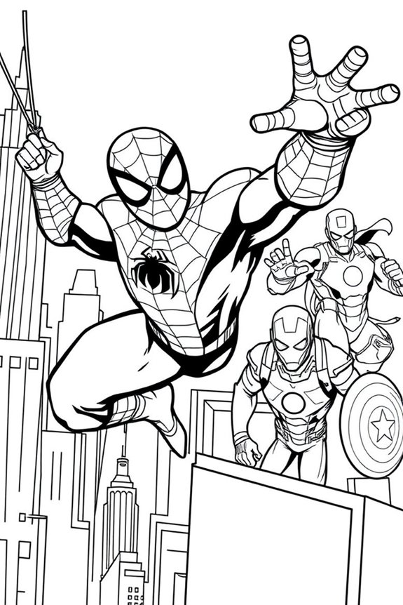 Spiderman and Friends Coloring Sheet