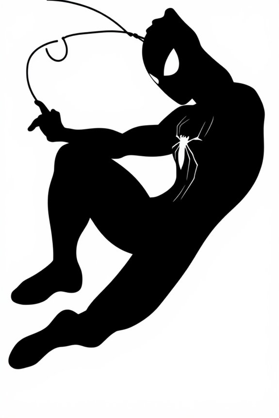 Spiderman Silhouette Coloring Sheet