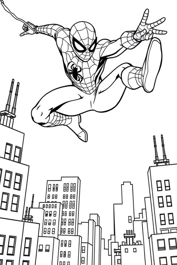 Spiderman Action Scene Coloring Sheet