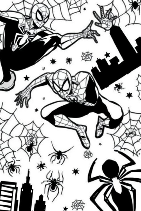 Spiderman Background Patterns Coloring Sheet