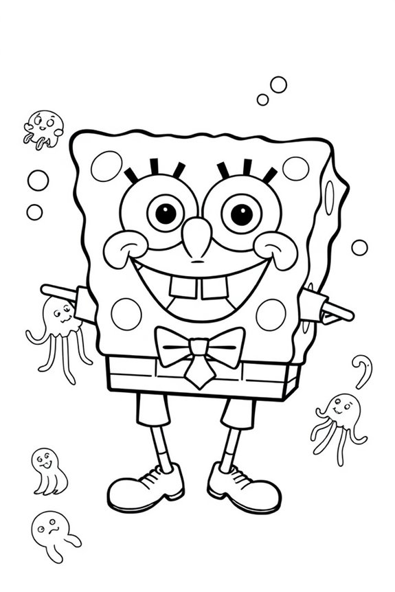 SpongeBob Line Art Coloring Sheet