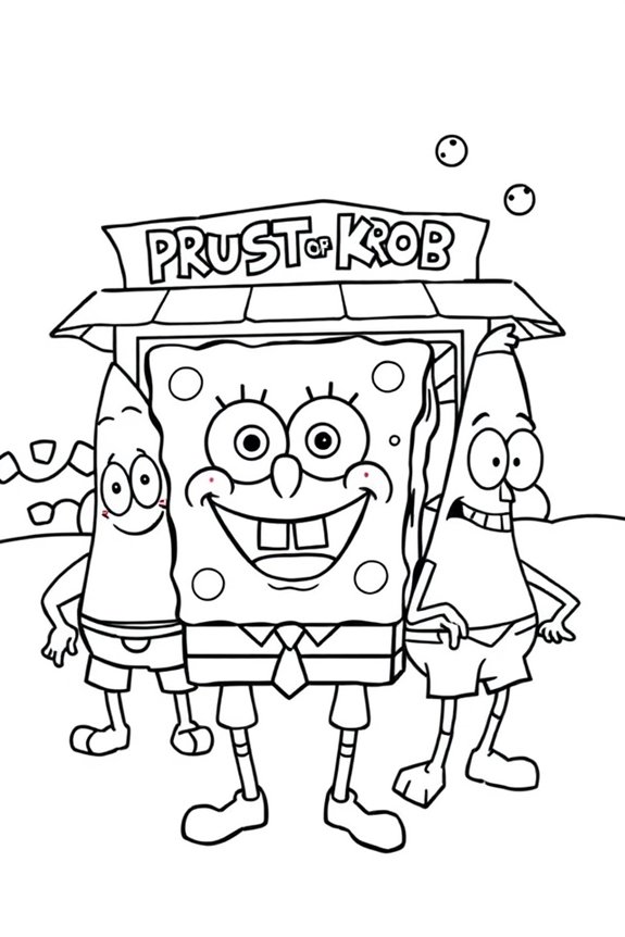 SpongeBob and Friends Easy Coloring Sheet
