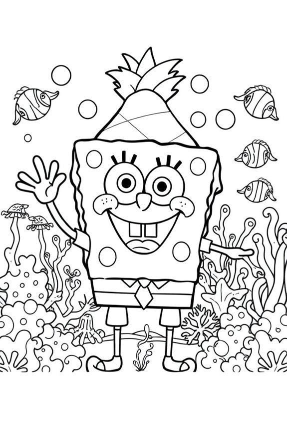 SpongeBob Underwater Scene Coloring Sheet