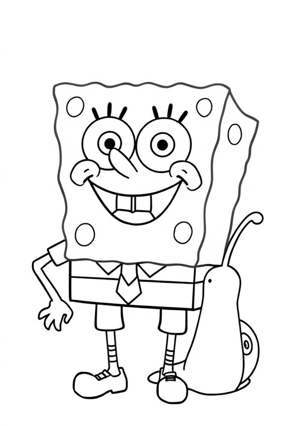 SpongeBob and Gary Simple Coloring Sheet