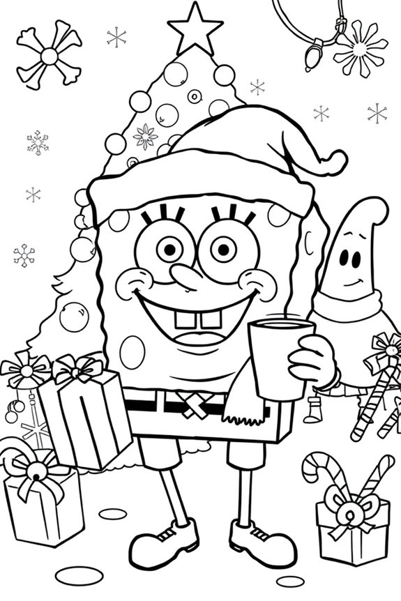 SpongeBob Holiday Celebration Coloring Sheet