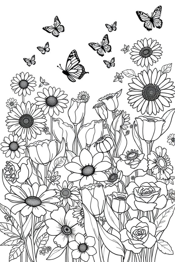 Flower Garden Coloring Sheet