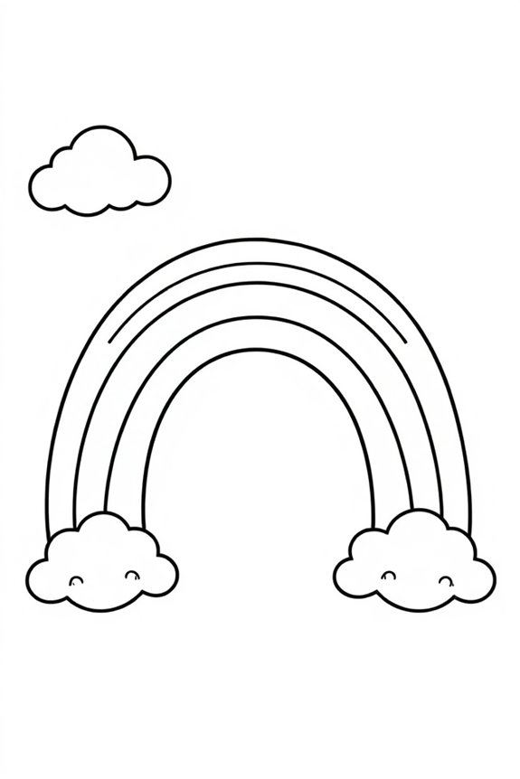 Rainbow and Clouds Coloring Sheet