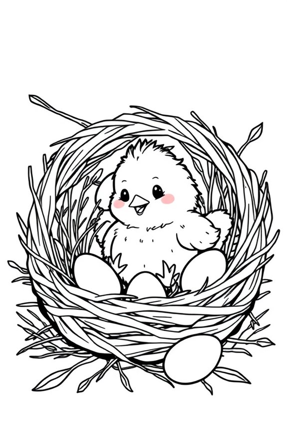 Chick in Nest Coloring Sheet