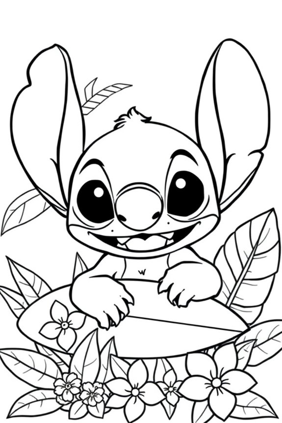 Stitch Line Art Coloring Sheet