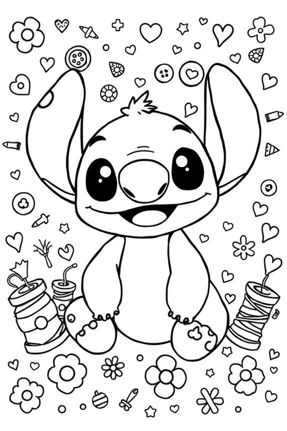 Whimsical Stitch Coloring Sheet