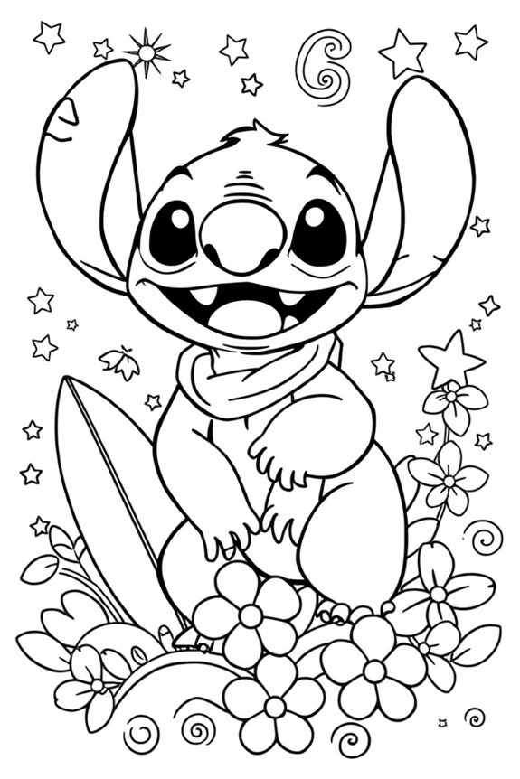 Playful Stitch Coloring Sheet