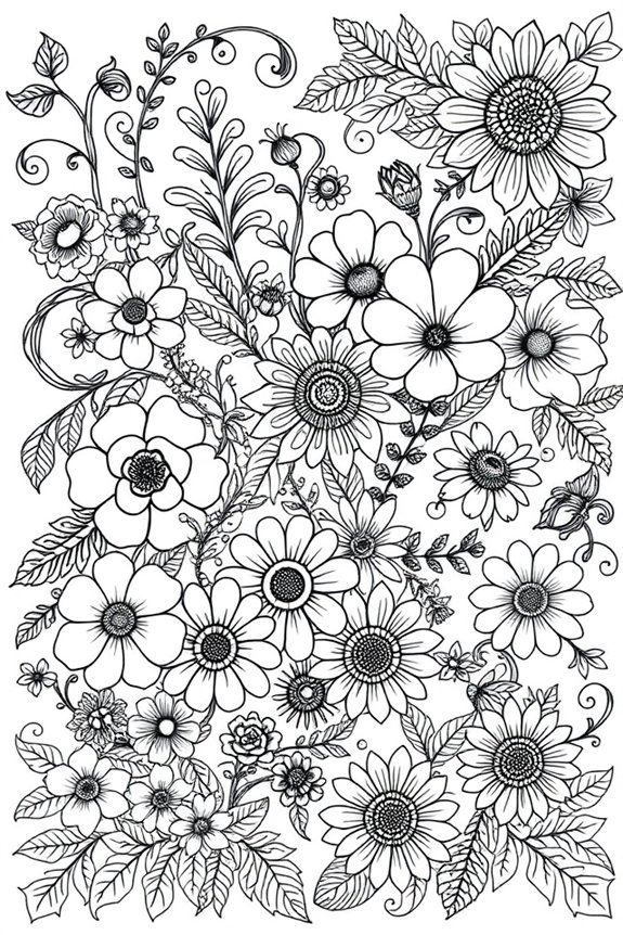 Floral Doodles Coloring Sheet