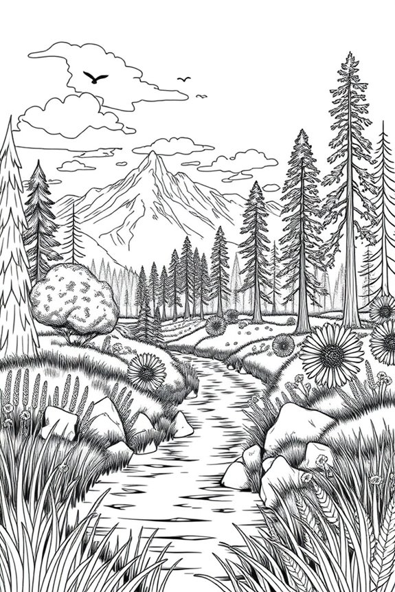 Nature Scene Coloring Sheet
