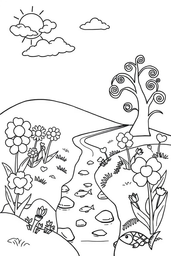 Whimsical Landscapes Coloring Sheet