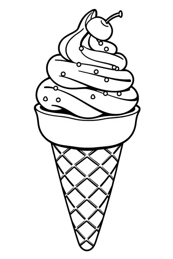 Simple Ice Cream Cone Coloring Sheet