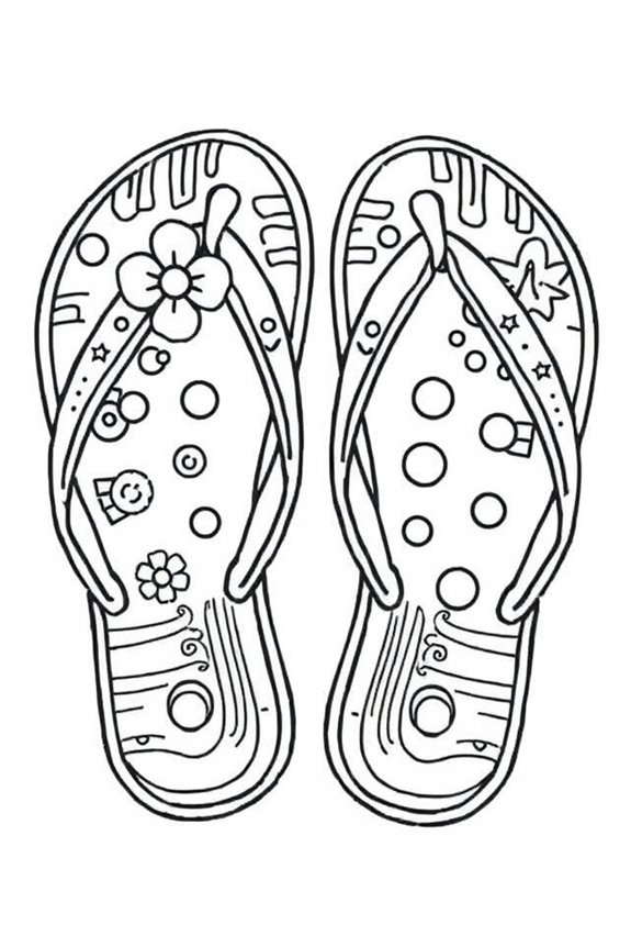 Cute Flip Flops Coloring Sheet