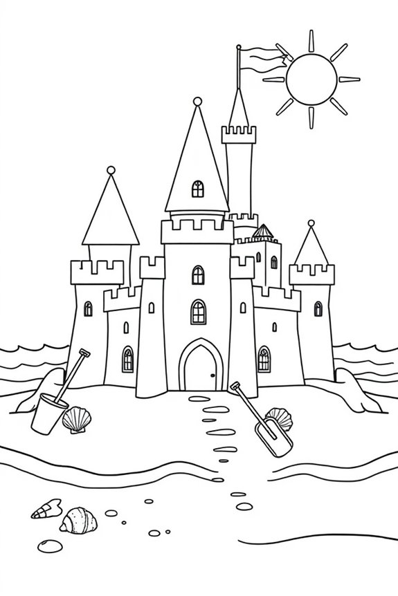 Sandy Castle Coloring Sheet