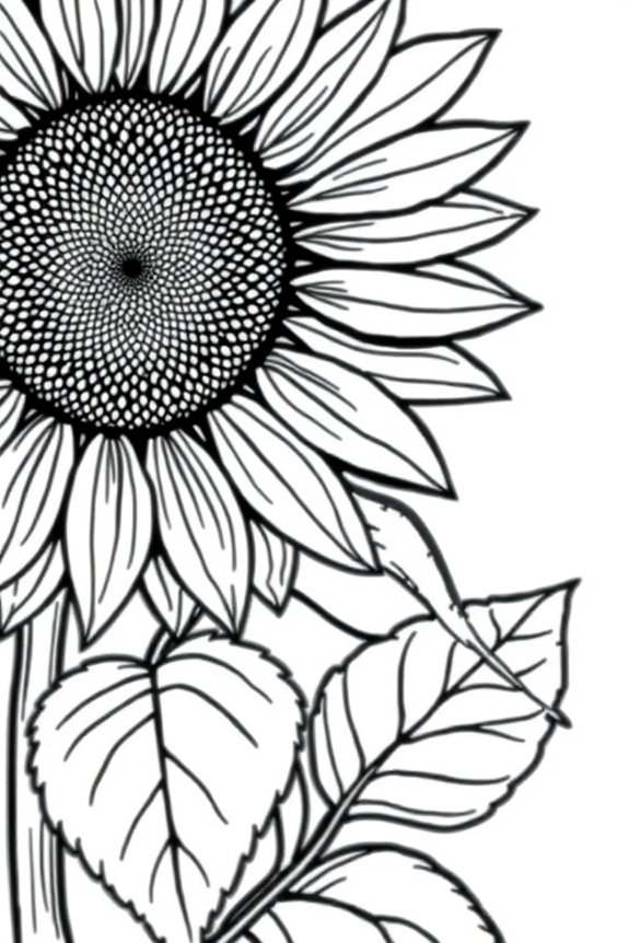 Sunflower Line Art Coloring Sheet