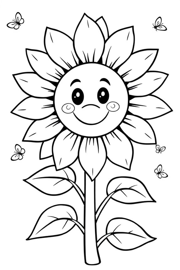 Cartoon Sunflower Coloring Sheet