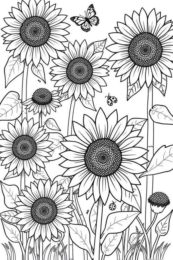 Sunflower Garden Coloring Sheet