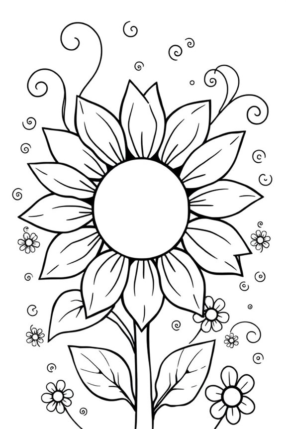Whimsical Sunflower Coloring Sheet