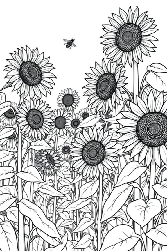 Sunflower Field Coloring Sheet