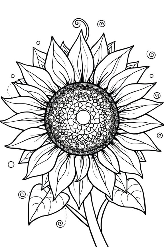 Abstract Sunflower Coloring Sheet