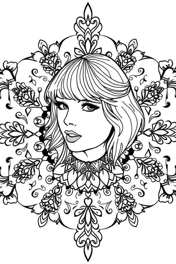 Taylor Swift Mandala Coloring Sheet