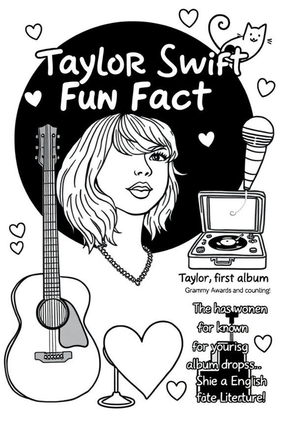 Taylor Swift Fun Facts Coloring Sheet