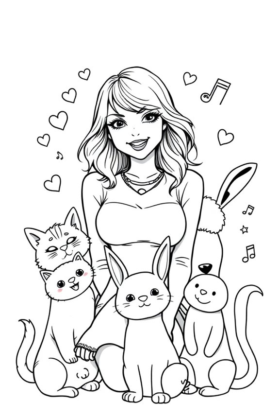 Taylor Swift Animal Friends Coloring Sheet