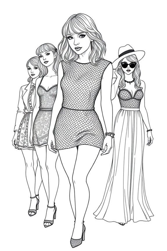 Taylor Swift Fashion Styles Coloring Sheet