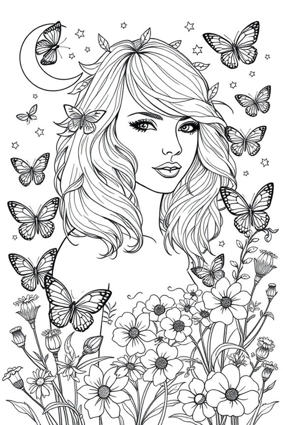 Taylor Swift Nature Elements Coloring Sheet
